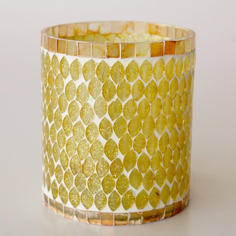 Yellow Glass Mosaic Candle Holder